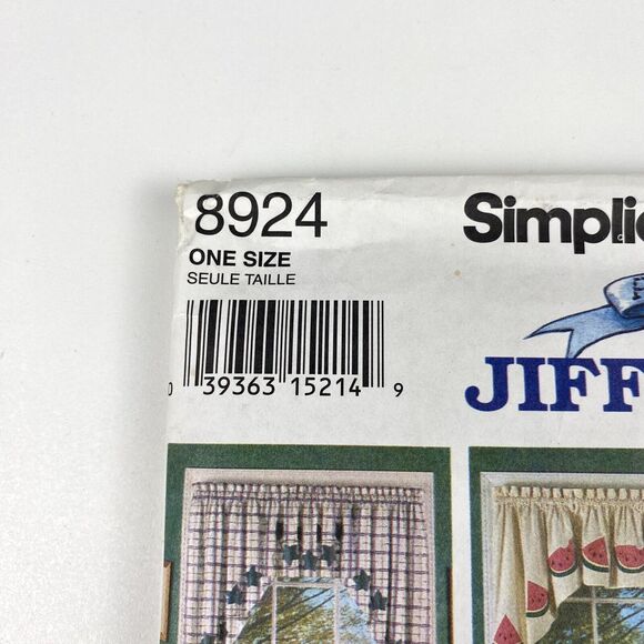 Simplicity 8924 Jiffy Valance Swag Cafe Curtains Curtain Panels 6 Pack Uncut FF - Picture 2 of 15